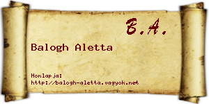 Balogh Aletta névjegykártya