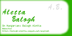 aletta balogh business card